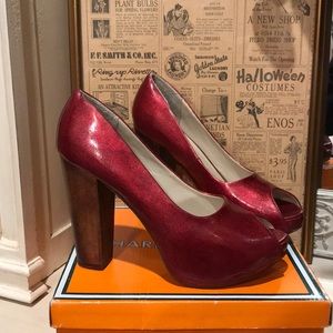 Charles Albert Maroon Shiny Heels